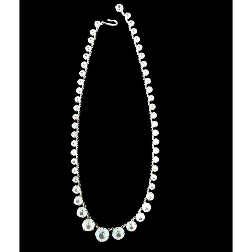 Clear Crystal Rhinestone Necklace open back Riviere style Vintage